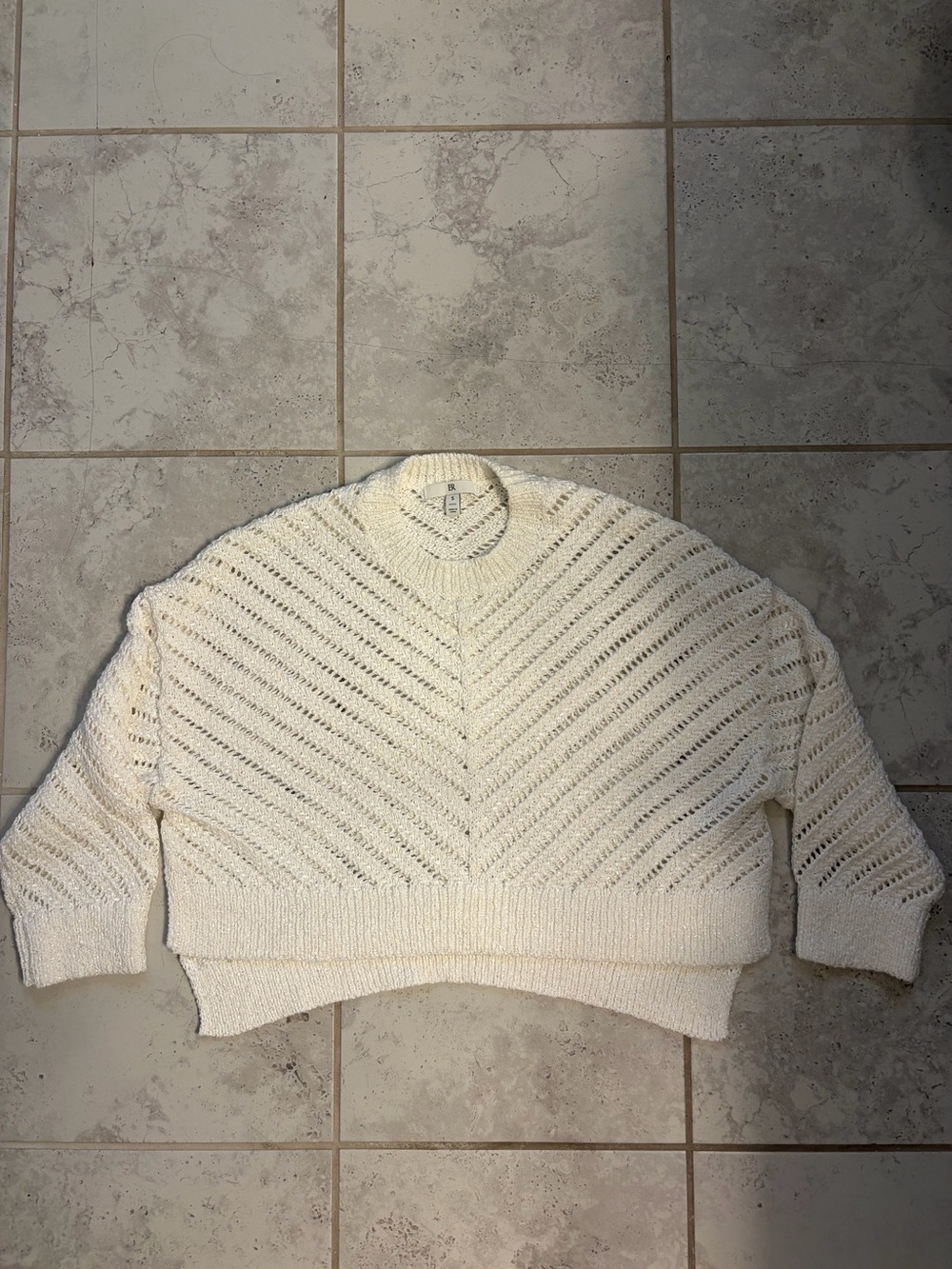 Banana Republic |Open Stitch Crochet LS Oversized Sweater in Iced Vanilla|Sz SP